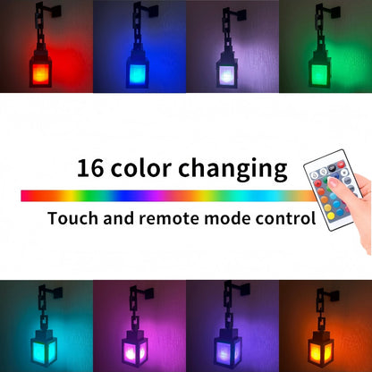 Pixel Lantern Night Light 16 RGB Colors USB Rechargeable Remote Control Wall Mounted Ambient Mood Light Bedside Lamp for Gaming Room Bedroom Kids Room Halloween Christmas Birthday Gift Decor