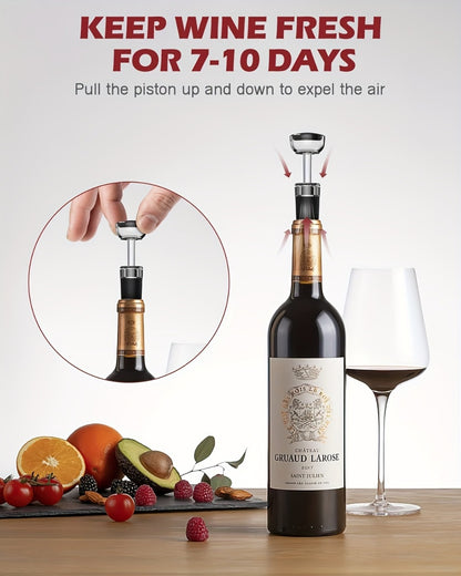 Electric Wine Opener Set – Rechargeable Automatic Corkscrew with Wine Aerator Dispenser, Vacuum Stopper & Foil Cutter for Any Occasion Gift