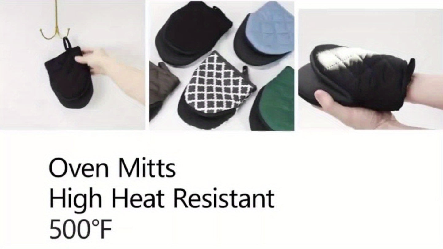Oven Mitts 2 Pack Heat Resistant Kitchen Gloves - Non-Slip Multi-Ply Durable Cooking Baking Gloves Food Safe for BBQ Grilling Thanksgiving Christmas Holiday Kitchen Gift