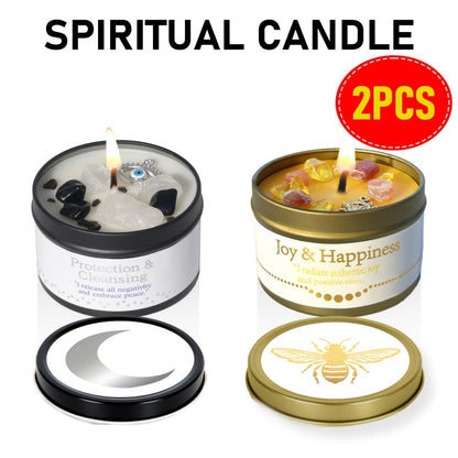 Manifestation Candles Scented Soy Wax with Crystal & Guidance Card for Meditation Yoga Focus | Law of Attraction Abundance Candle | Christmas Birthday Gift for Women