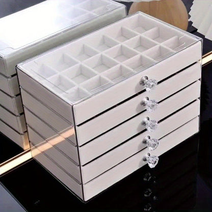 5-Tier Jewelry Box Organizer with Drawer Luxury Glam Storage