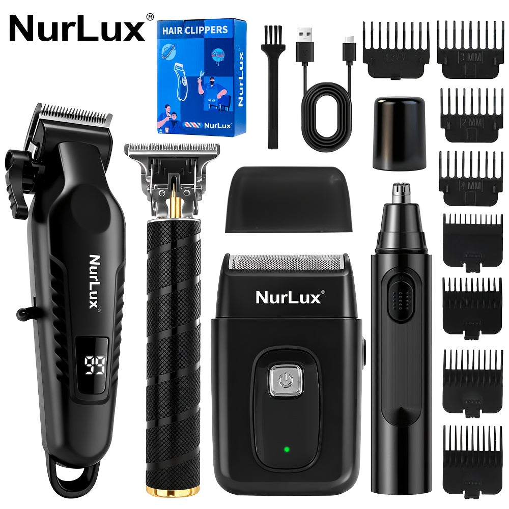Men's Grooming Gift Box Set – Dragon & Phoenix Design, 2/4pcs Kit with Shaver, Hair Clipper, Nose Hair Remover & T9 Detail Trimmer for Shaving, Hair Cutting & Nose Hair Removal