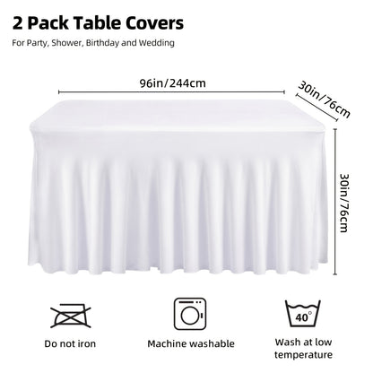 Table Skirts Tulle Table Cloth Rectangle 4ft 6ft Black White Non-Woven Fabric Table Skirt for Birthday Party Graduation Wedding Family Dinner Christmas Holiday Decoration