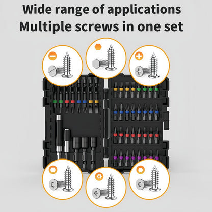 Impact Screwdriver Bit Set 45-Piece – Heavy-Duty Torx, Phillips, Flat & Square Bits with Storage Box, Compatible with Impact Drivers for Automotive, Home Repair & DIY Projects