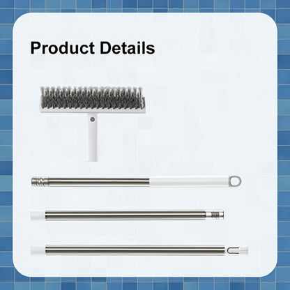 Cleaning Brush with Long Handle 180° Rotating Double-Sided Stiff Bristles Floor Scrub Brush for Bathroom Kitchen Patio Tile Shower Outdoor Heavy Duty Multi-Purpose Scrubber with Stainless Steel Handle