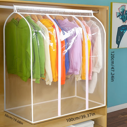 Garment Bag Transparent Hanging Clothes Dust Cover with Zipper, Thickened Waterproof & Washable Storage Bag for Coats, Dresses & Suits — Clear Closet Organizer, Multiple Sizes