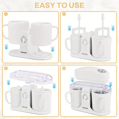 Ice Cream Maker Machine 33.81oz Dual Cup - Homemade Ice Cream, Frozen Yogurt & Fruit Smoothies, Detachable Easy-Clean Design, Electric Dessert Maker for Family & Kids, Perfect Christmas Gift