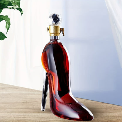 High Heel Shoe Decanter Crystal Glass with Stopper 26oz – Handmade Lead-Free Transparent Wine Decanter for Kitchen Dining Decor, Valentine's Day & Holiday Gift