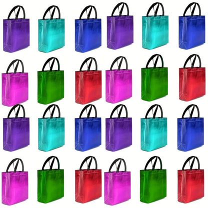 Gift Bags Bulk 24pcs Mixed Colors Glossy Finish | Reusable Shiny Party Favor Bags 8x10x4 in Pink Red Purple Blue Green – Birthday Goodie Bags Christmas Holiday Wedding Baby Shower