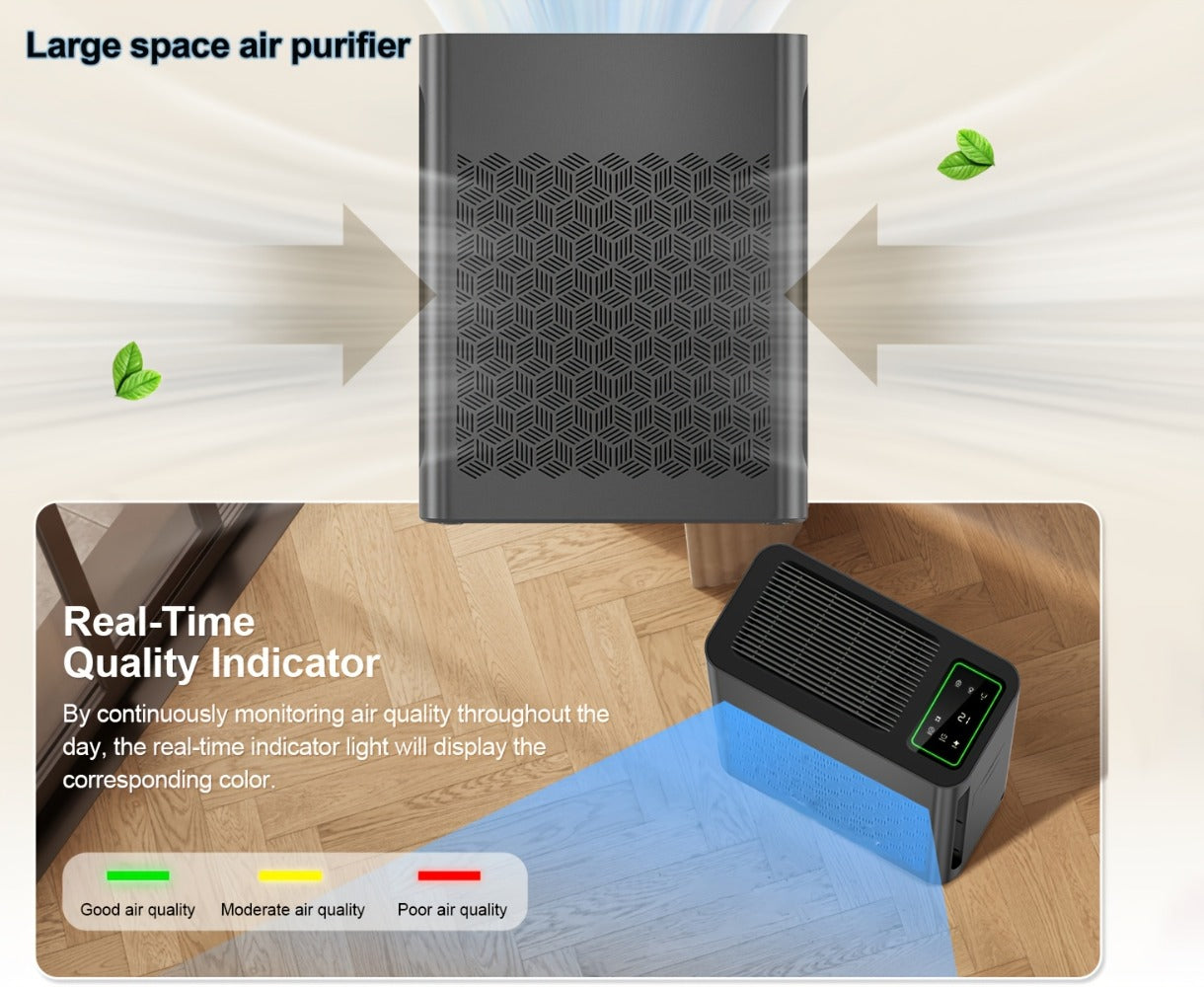 Large Area Air Purifier Covers 1095ft² with Air Quality Display Timer for Bedroom Living Room Indoor Home Office Multiple Colors