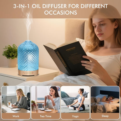 Essential Oil Diffuser Aromatherapy Humidifier with 7 Color LED Lights, Whisper-Quiet Operation, Auto Timer & Shut-Off, Cool Mist for Bedroom, Office, Yoga, Sleep — 200ml & 6.76oz Options