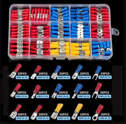Electrical Crimp Terminals 280pcs Assorted Kit – Insulated Ring Fork Spade & Butt Wire Connectors for Automotive Marine & Home Wiring, Universal Cable Connector Set with Storage Case