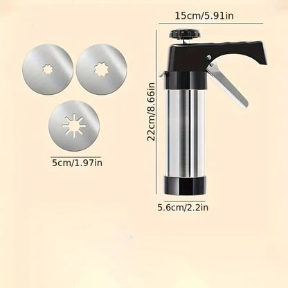 Cookie Press Biscuit Machine 8pcs, Heavy Duty Manual Spanish Cookie Maker with 8 Discs, No Electricity Required, Three-Stable System, Easy to Clean, for Home and Commercial Kitchen Pastry Baking