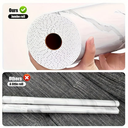 Peel and Stick Floor Tile Sticker 15.7"x118" Self-Adhesive Marble Pattern Vinyl Roll – 3mm Thick Removable Flooring for Kitchen Backsplash, Bathroom, Shower Room & Home Renovation