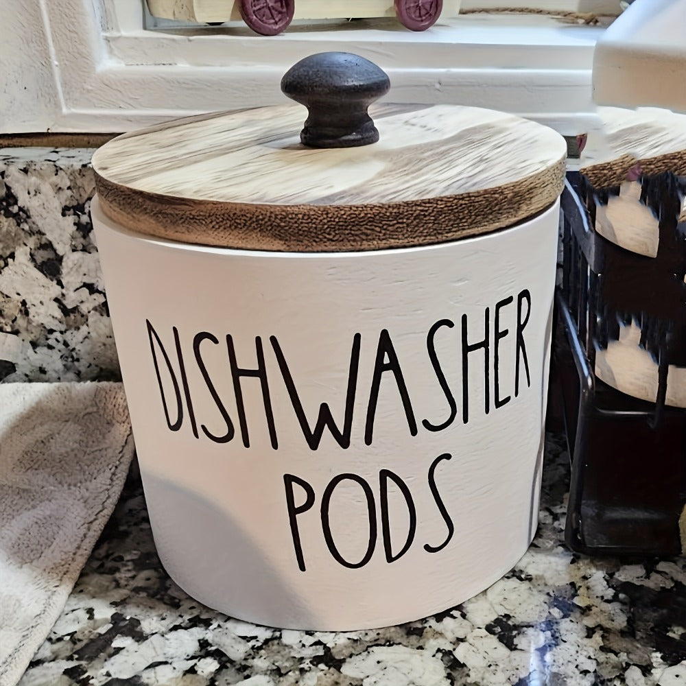 Laundry Ball Holder Round Storage Container | Bohemian Wooden Organizer for Laundry Pods Detergent Dryer Balls – Space-Saving Kitchen Bathroom Farmhouse Decor Countertop Basket