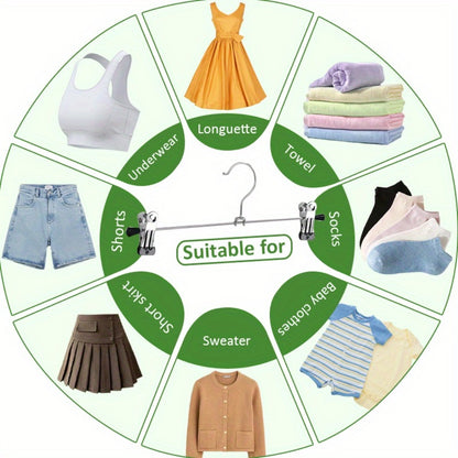 Pants Hangers with Clips 30-Pack – Adjustable Metal Skirt Hangers with 360° Rotatable Clips for Jeans, Trousers, Skirts, Dresses & Ties – Stainless Steel Closet Organizer Hangers