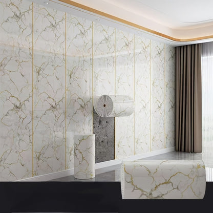 3D Marble Peel and Stick Wall Tile Stickers Self Adhesive Removable Wallpaper Roll for Kitchen Backsplash Bathroom Living Room Bedroom Wall Decor Glitter Glam Glossy Finish