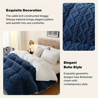 Sherpa Comforter Double-Sided Plush Taffeta, Extra Thick 500GSM Warm Fluffy Comforter for Autumn & Winter – Soft Cozy Bedding for Twin XL, Full, Queen, King (Grey/Pink/Beige/Blue)