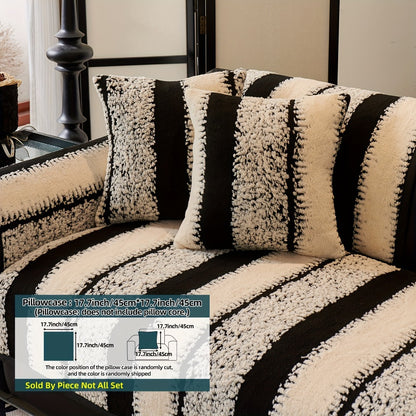 Sofa Cover Plush Jacquard Thick Non-Slip Couch Protector - Pet Friendly Furniture Cover for Living Room Bedroom Office, Machine Washable Retro Style Sofa Slipcover, Loveseat & 4-Seater, Black Grey Green Coffee