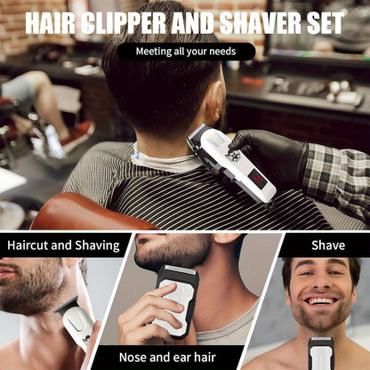 Electric Grooming Kit Hair Clipper & Razor Set USB Rechargeable with Digital Screen - 2 & 3 Piece Sets for Home Use & Salons, Professional Hair Trimmer, Great Gift for Father's Day, Birthday & Christmas
