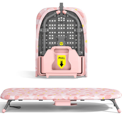 Tabletop Ironing Board with Iron Holder - Compact Portable Mini Ironing Board with Non-Slip Feet, Heat Resistant Cover, Space Saving Design for Small Spaces, Dorm, Travel - Pink