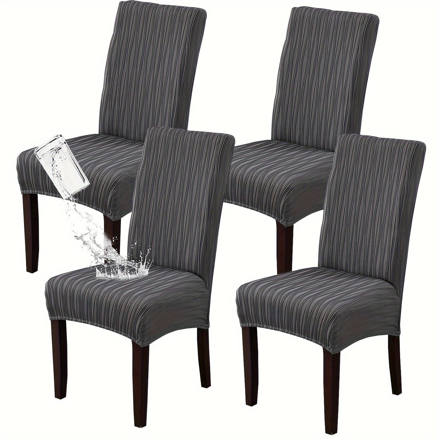 Dining Chair Covers Stretch Slipcovers Set of 4 or 6, Stain Resistant Removable Washable Chair Protector for Home Kitchen Restaurant Wedding, Spandex Jacquard Fabric, 7 Colors Available