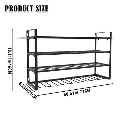 Wall Mount Power Tool Storage Rack, Heavy-Duty 150 Lb Steel 3-Tier & 4-Tier Garage Tool Organizer with 7 Bit Holders – Workshop Shed Basement Wall Storage
