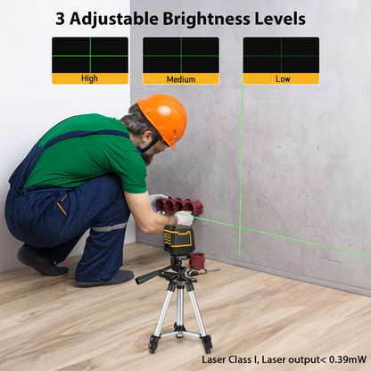 Green Laser Level Self-Leveling with Tripod – Horizontal & Vertical Cross Line Laser for Construction, Tiling, Home Renovation & Interior Decoration