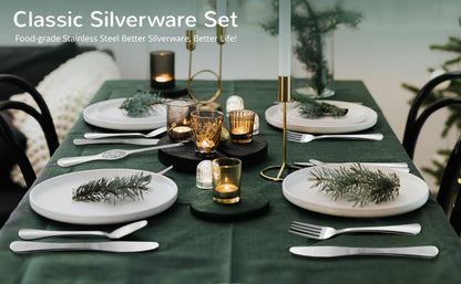 84-Piece Golden Cutlery Set Service for 12 | Knife Fork Spoon Set for Family Gatherings Camping BBQ Kitchen Utensils