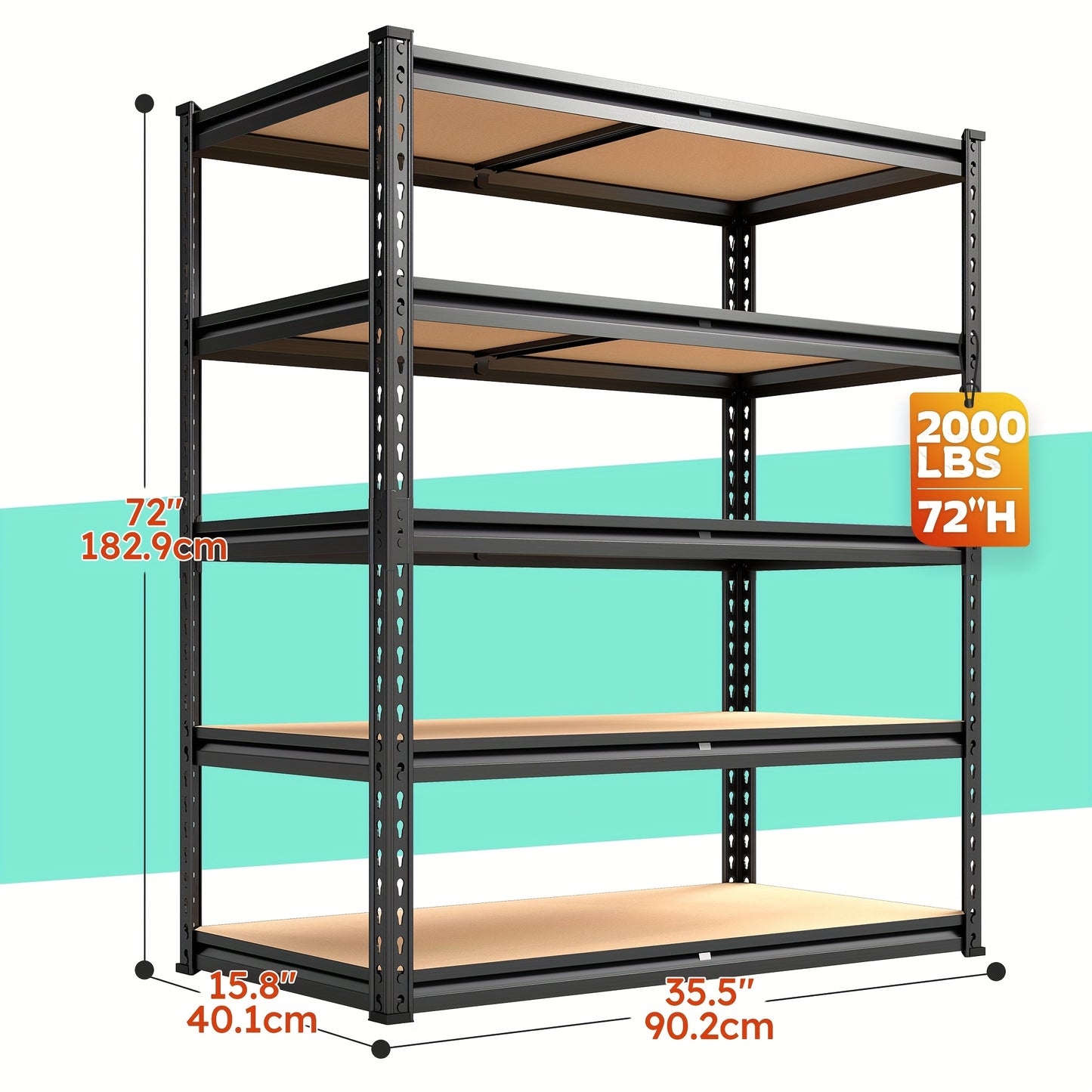 Heavy Duty Metal Garage Shelving Unit 72"H - Adjustable Steel Storage Shelf Rack for Garage, Basement & Warehouse