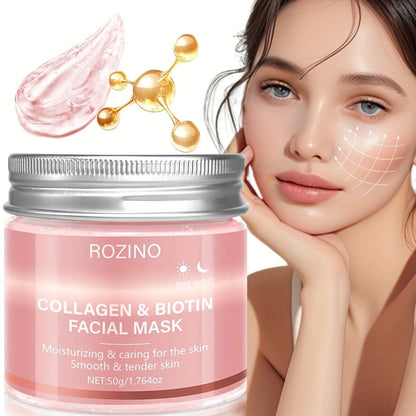 Biotin Collagen Face Mask 50g, Hydrating Anti-Aging Skin Firming Mask, Day & Night Brightening Treatment, Smooths Wrinkles & Plumps Skin for Youthful Radiant Complexion – Ideal Skincare Gift for Women