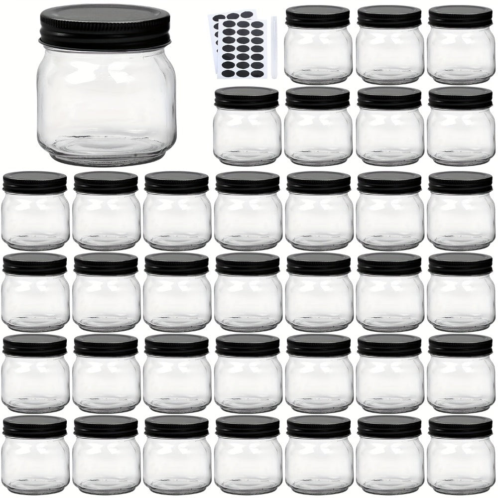 Mason Jars 8oz Glass Jars with Lids – 9/18/27/36 Pack Regular Mouth Canning Jars for Storage, Spices, Jelly, Jam, Honey & Caviar | Dishwasher Safe Spiral Lid Kitchen Storage Containers Set