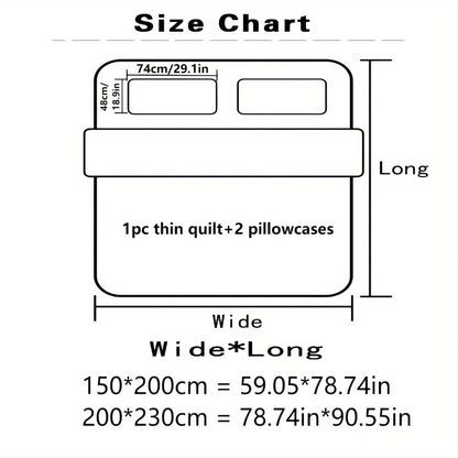 Quilt Set 3 Piece Summer Cooling – Floral Printed Thin Comforter with 2 Pillowcases, Soft Skin-Friendly Bedding for Twin Full Queen King, All Season Lightweight Blanket for Bedroom Hotel Guest Room