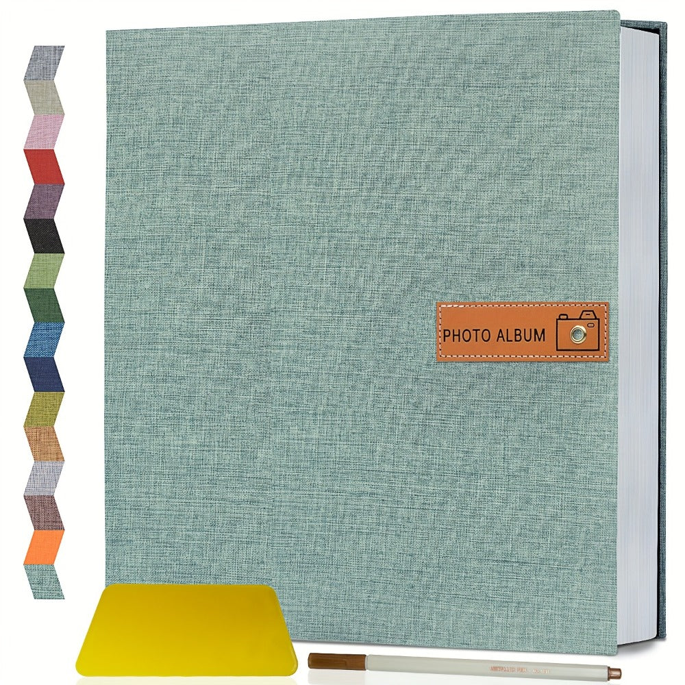 Self Adhesive Photo Album Scrapbook – Large Linen Cover Memory Book for 4x6 5x7 8x10 Photos, DIY Picture Book with Metal Pen, Gift for Mom, Baby, Wedding, Valentine's Day & Mother's Day, 40 & 60 Pages
