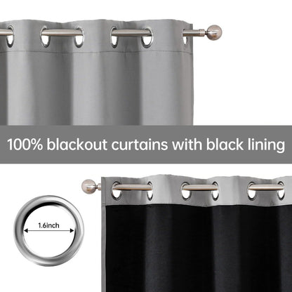 Blackout Curtains 4 Panels 100% Light Blocking Thermal Insulated Noise Reducing Grommet Window Curtains for Bedroom Living Room Balcony Multiple Sizes