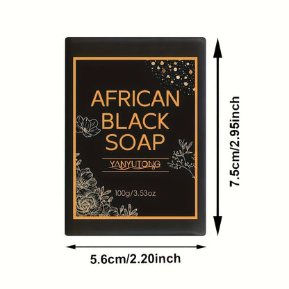 African Black Soap Bars – Moisturizing Body & Face Cleanser with Coconut Oil, Olive Oil & Shea Butter | Rich Foam Plant Extract Skin Care Soap for Daily Use
