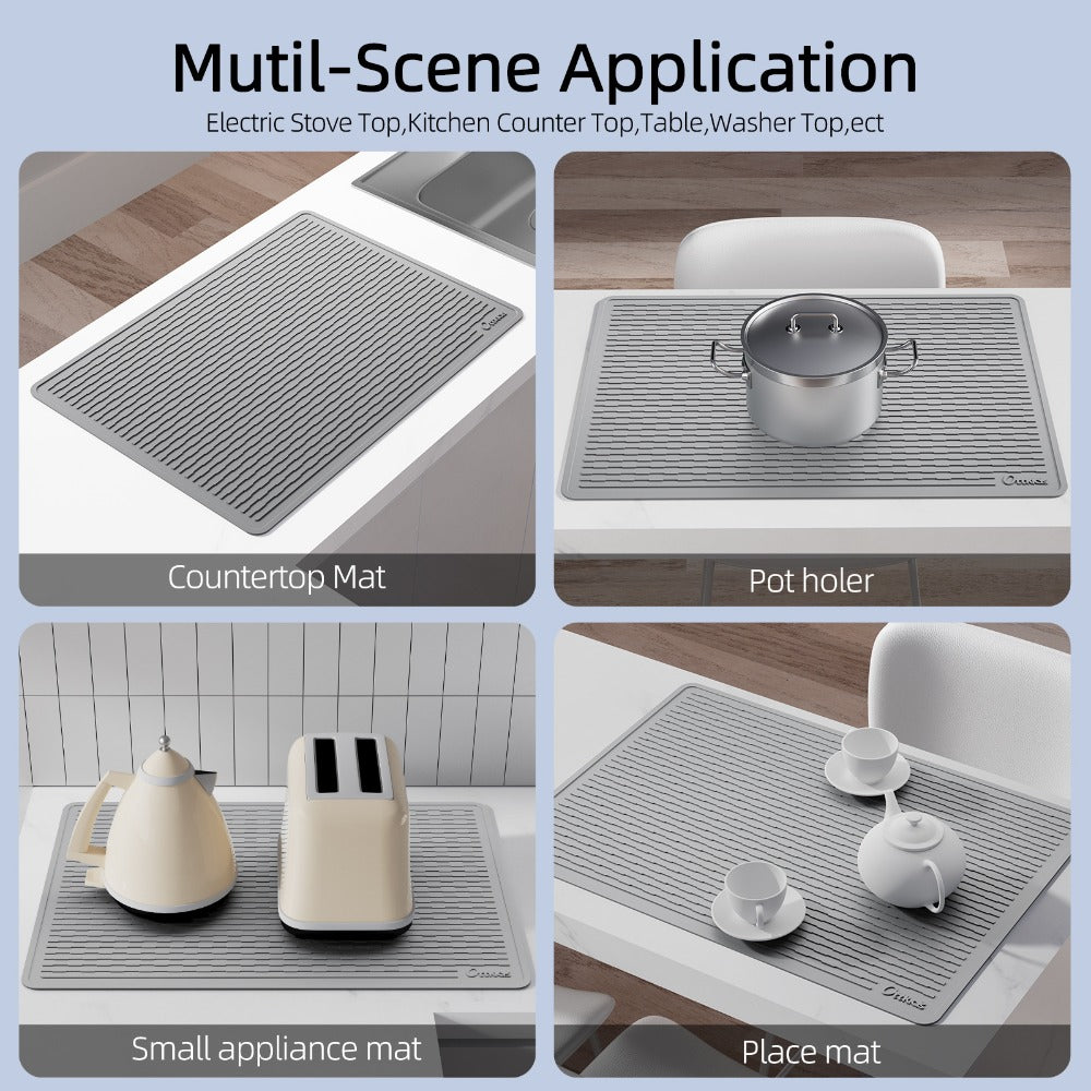 Silicone Stove Top Cover Mat 30x21in – Thick Anti-Slip Glass Cooktop Protector, Heat Resistant Electric Stove Cover, Kitchen Countertop Mat & Dish Drying Pad for Home & Restaurant