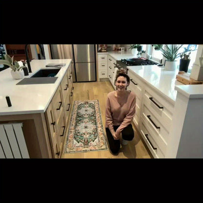 Runner Rug Boho Hallway Rug Machine Washable Non-Slip Vintage Farmhouse Accent Area Rug for Entryway Kitchen Living Room Bedroom Laundry Room - 2x6 2x8 2x10 Carpet Mat