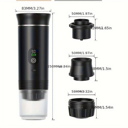Portable Espresso Machine Type-C Charging Self-Heating – Single Serve Coffee Maker with Temperature & Battery Display, Hot & Cold Brew, Ground Coffee & Capsule Compatible, for Travel RV Hiking Office