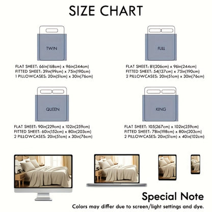 Fitted Sheet Set Deep Pocket | Soft Cooling Breathable Bedding 3-4pcs Fade-Resistant All-Season for Twin Full Queen King – Solid Color Bed Sheets for Dorm Guest Room Everyday Use