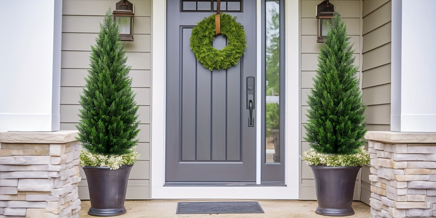 Artificial Cedar Topiary Tree UV Resistant – Potted Fake Cypress Tree for Front Porch, Entryway & Living Room – Evergreen Faux Cedar Plant for Indoor Outdoor Home Decor, Yard & Garden – 2FT 3FT 1 or 2 Pack