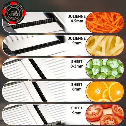 Mandoline Slicer Adjustable 5-Thickness 304 Stainless Steel – Professional Vegetable Slicer for Onion, Potato, Carrot, Cheese & Fruit, Kitchen Grater with Cut-Resistant Gloves Option