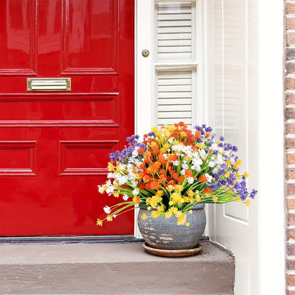Artificial Flowers Outdoor UV Resistant 40 Bundles Fake Flowers for Home Garden Decor, Faux Floral Greenery Shrubs Plants for Party Table DIY Decoration Mix Colors