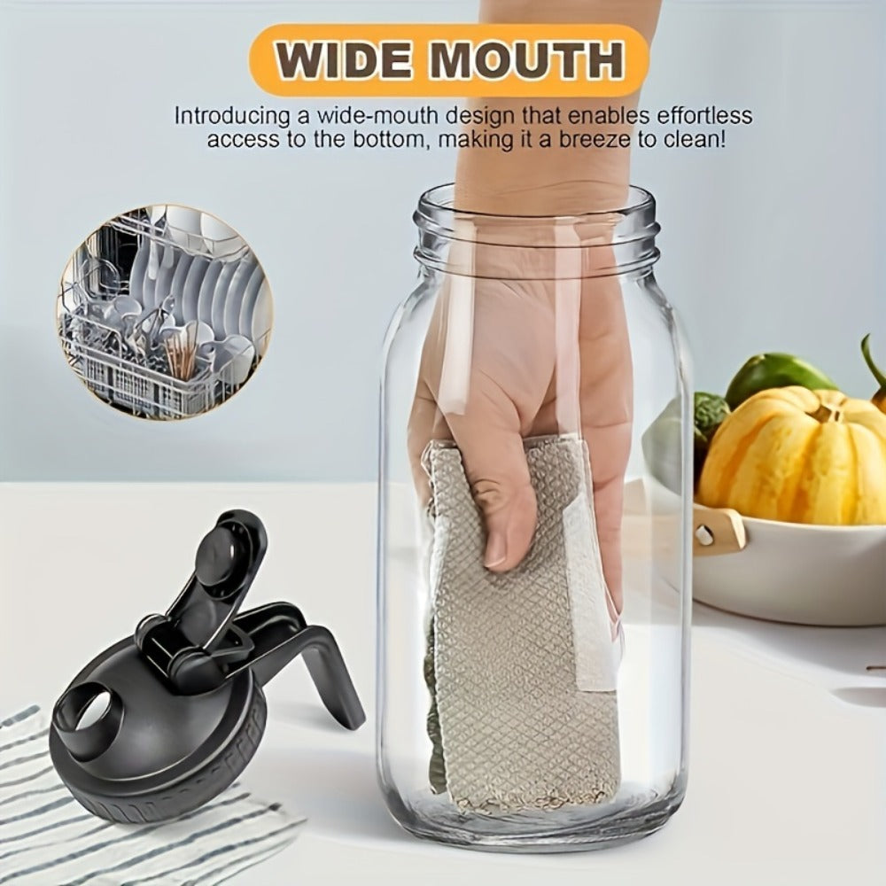 64oz Mason Jar with Handle and Lid 2/3 Pack – BPA-Free Borosilicate Glass Beverage Carafe, Leak-Proof Drinking Jar for Juice, Water, Iced Tea