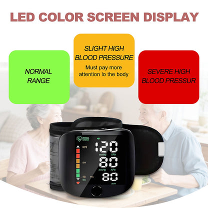 Wrist Blood Pressure Monitor with Large LCD Display – Portable Digital BP Machine with Adjustable Cuff, Pulse Rate Detection & One-Button Operation for Home Use