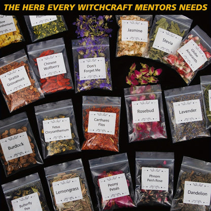 Witchcraft Supplies Herbs Kit 70 Pcs - Dried Flowers & Healing Herbs for Wicca Pagan Rituals, Magic Spell Casting, Altar Supplies, Candle & Soap Making, Bulk Herb Gift Set for Witch Beginners