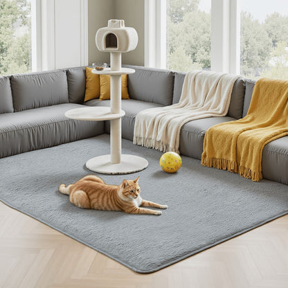 Plush Shaggy Area Rug 1.6 Inch Thick Non-Slip Machine Washable Polyester Carpet - Tie-Dye & Solid Color Fluffy Rectangle Rug for Living Room, Bedroom & Study | Silicone Grip Backing | 4 Sizes Available