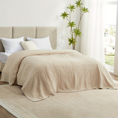 6-Layer Gauze Blanket 100% Muslin – Lightweight Breathable Cotton Throw for Couch & Bed, All Season Adult Blanket, 4 Colors