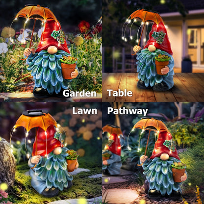 Solar Light Elf Resin Statue – Outdoor Garden Figurine That Automatically Lights Up at Night, Holiday Collectible Decor for Christmas, Easter, Halloween, Thanksgiving & Hanukkah, Patio Porch Desk Decor Gift