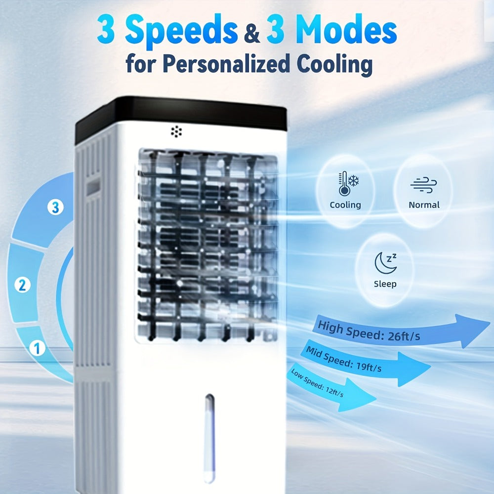Outdoor Air Cooler 3-in-1 Evaporative Cooler Fan with Misting Humidifier 2.9 Gal Large Tank Remote Control 45° Oscillation for Patio Garden Deck BBQ White